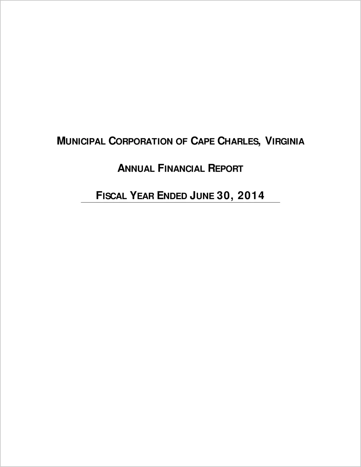 2014 Annual Financial Report for Town of Cape Charles