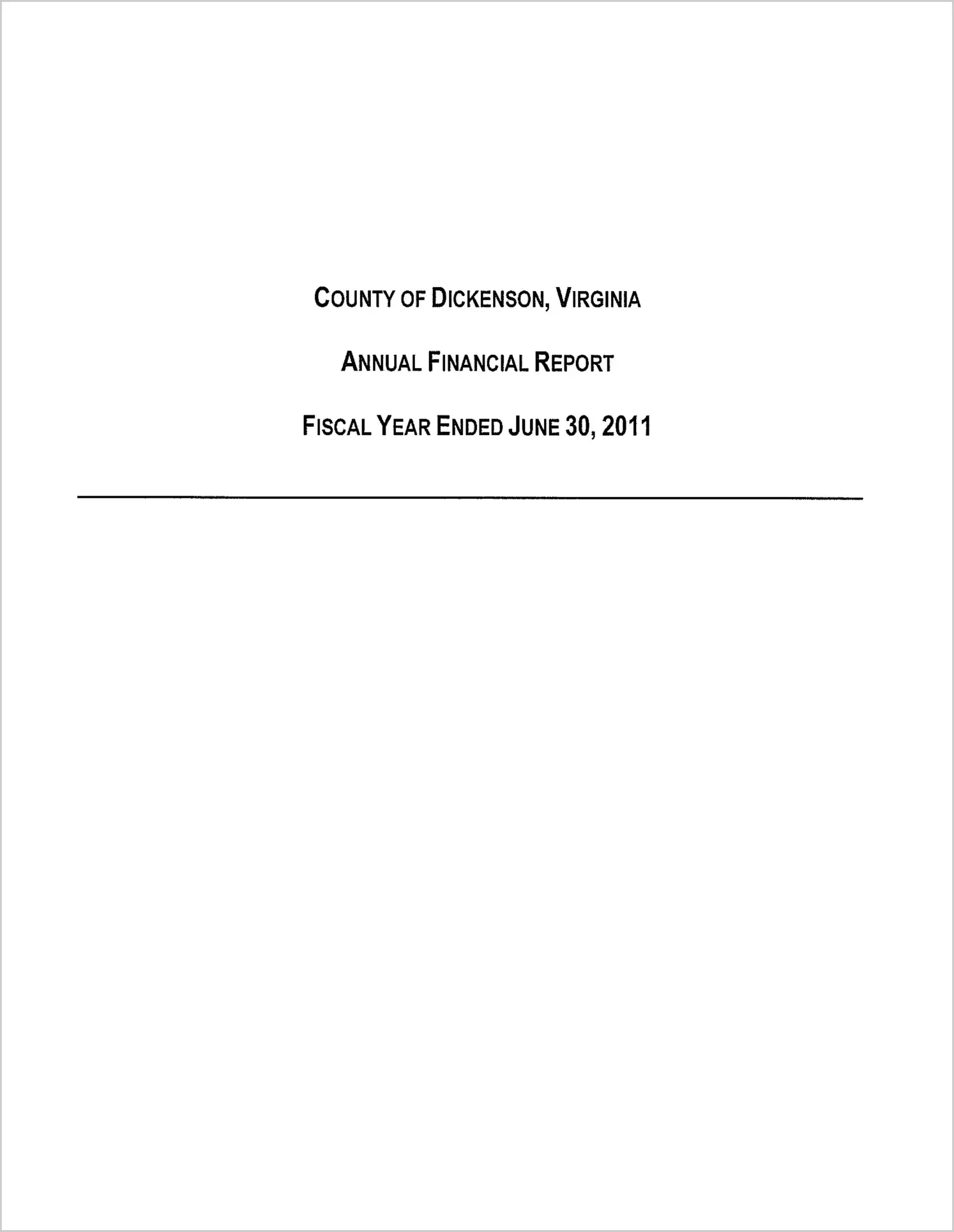 2011 Annual Financial Report for County of Dickenson
