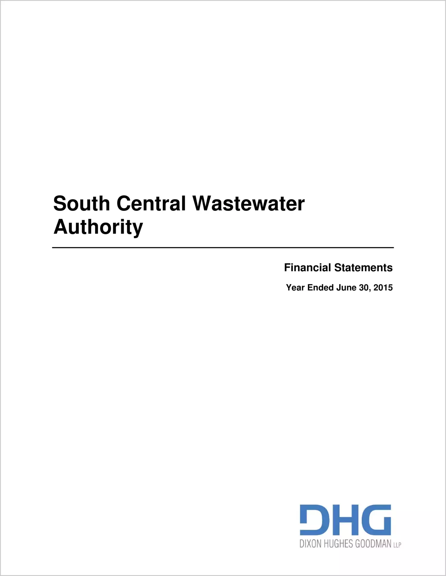 2015 ABC/Other Annual Financial Report  for South Central Wastewater Authority