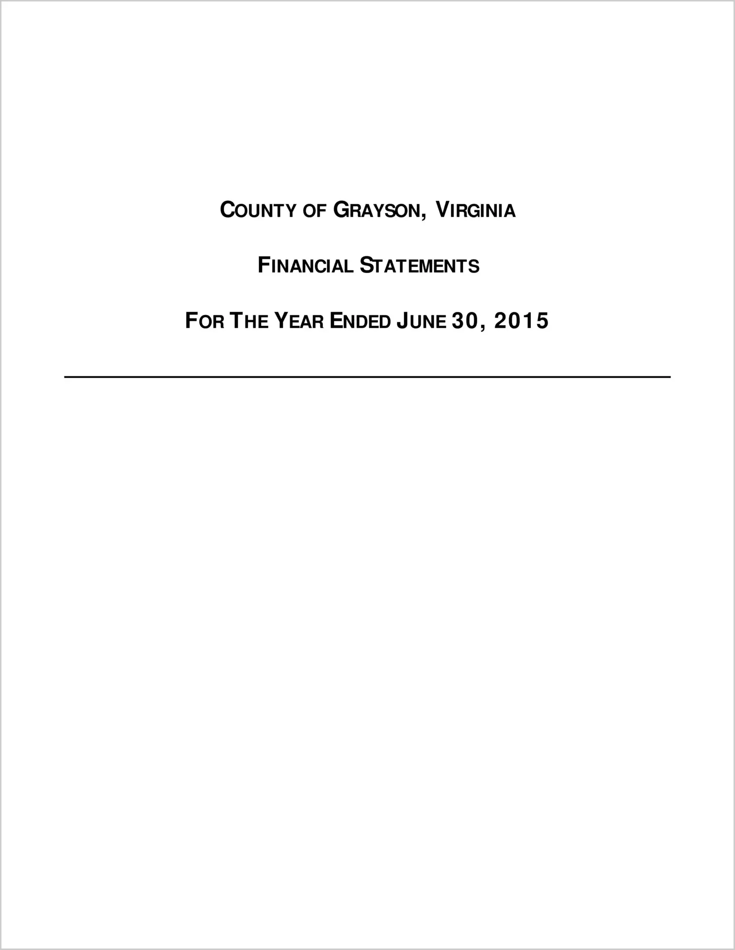 2015 Annual Financial Report for County of Grayson