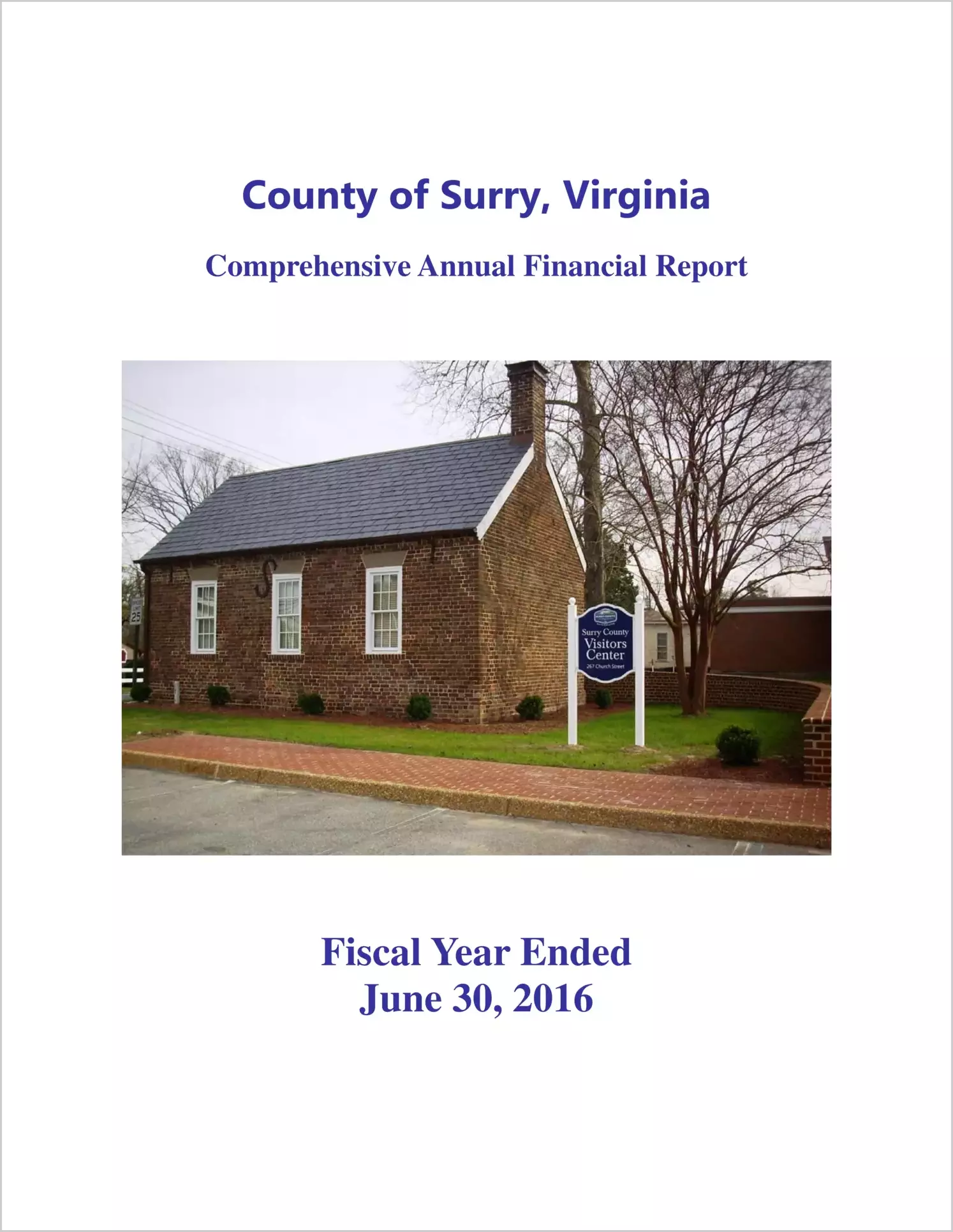 2016 Annual Financial Report for County of Surry