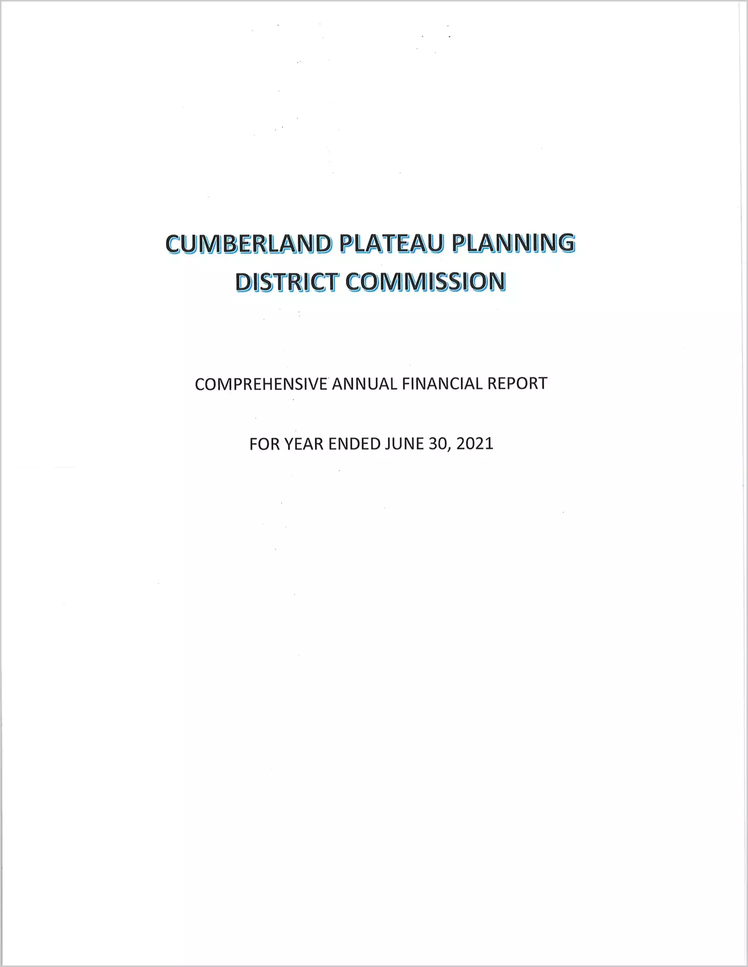 2021 ABC/Other Annual Financial Report  for Cumberland Plateau Planning District Commission