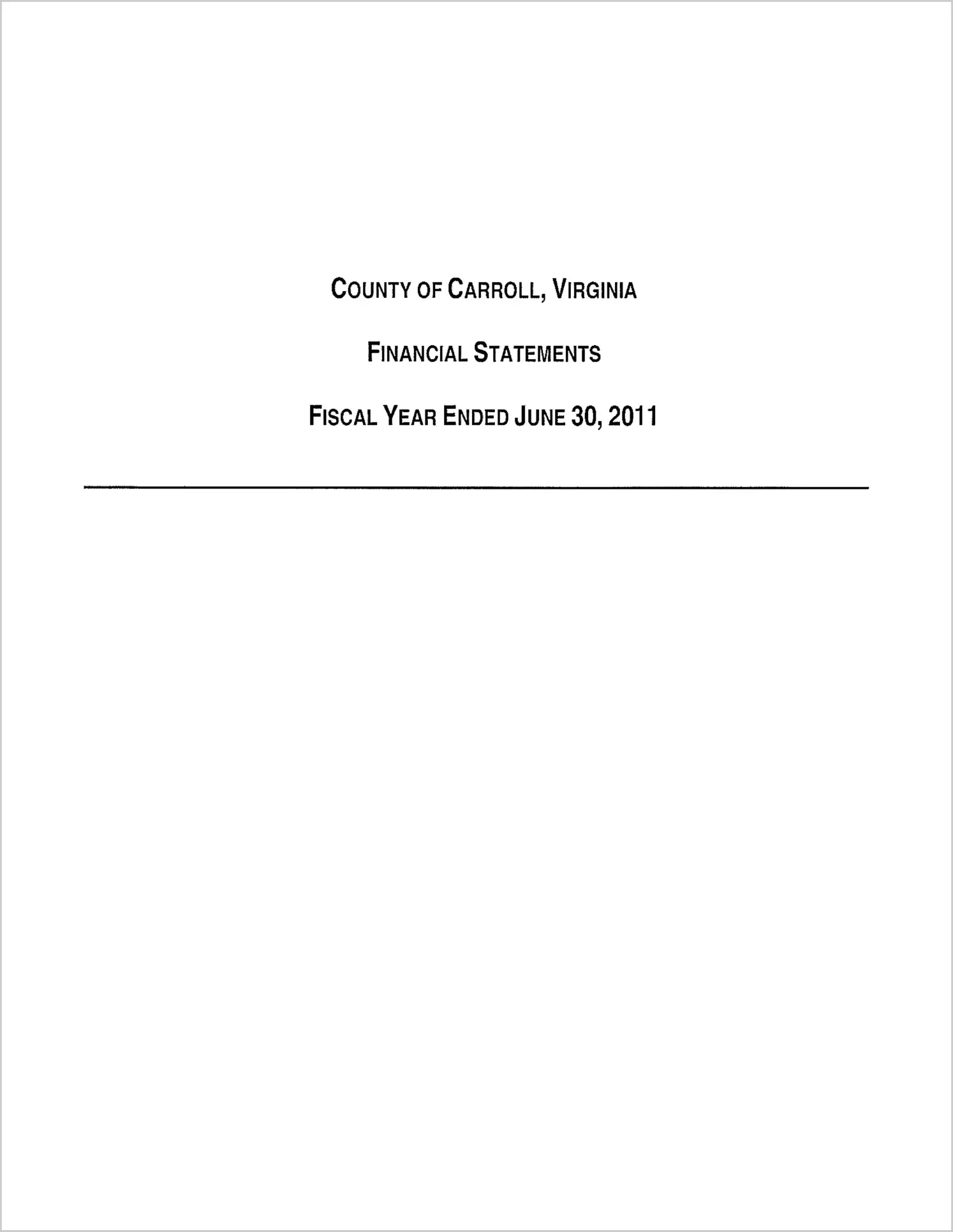 2011 Annual Financial Report for County of Carroll