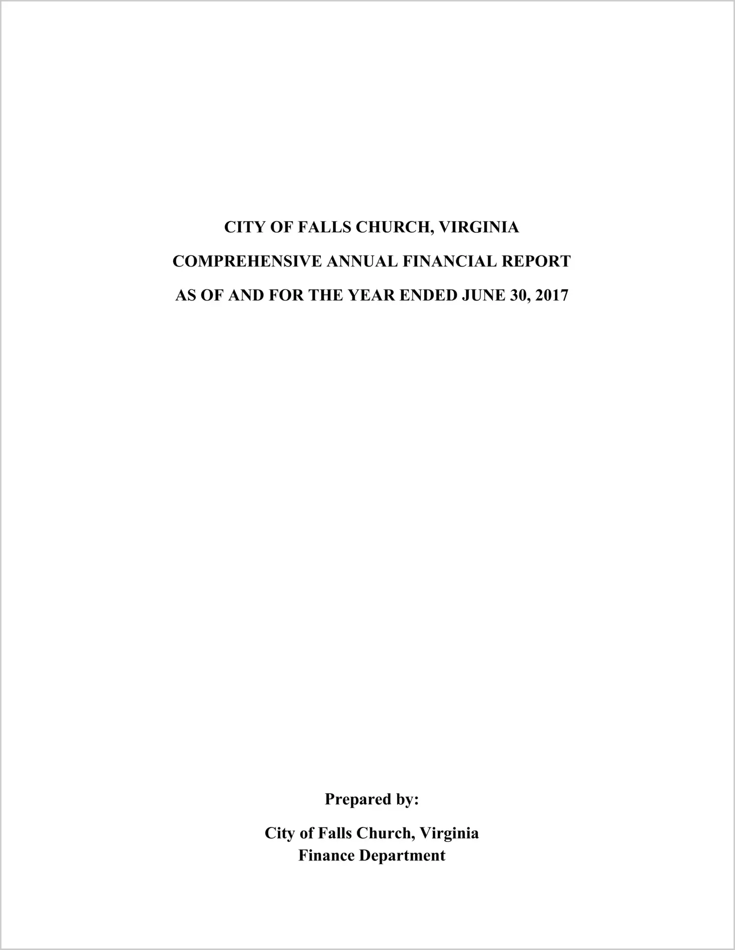 2017 Annual Financial Report for City of Falls Church