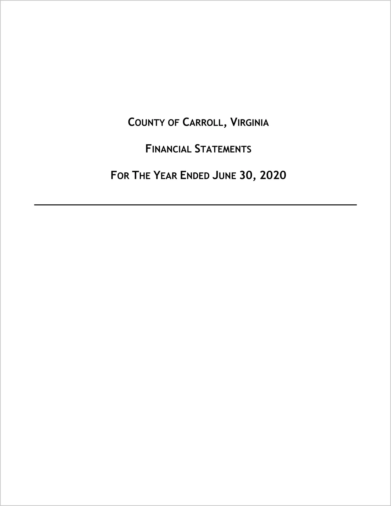 2020 Annual Financial Report for County of Carroll