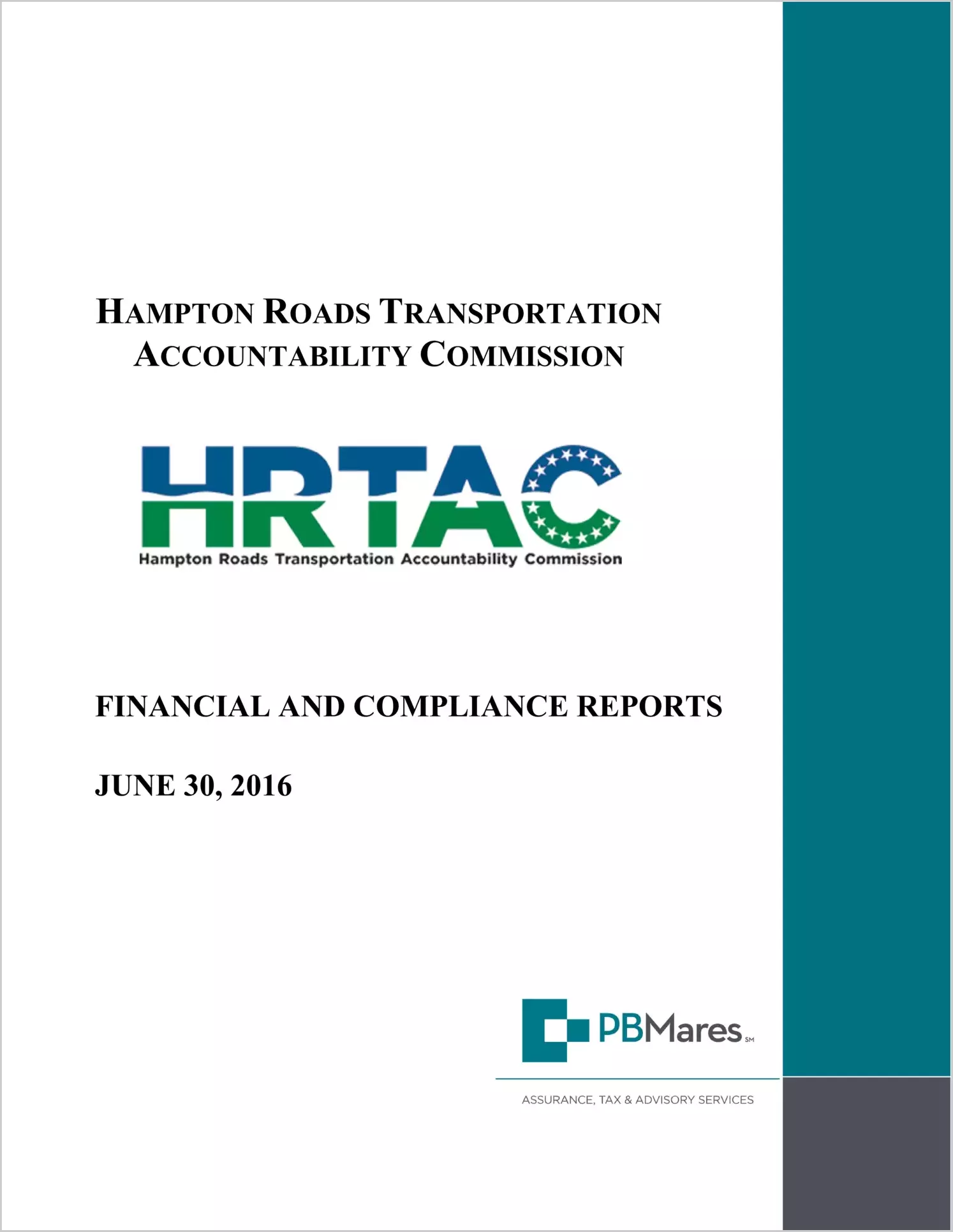 Hampton Roads Transportation Accountability Commission Financial Statement for the fiscal year ended June 30, 2016