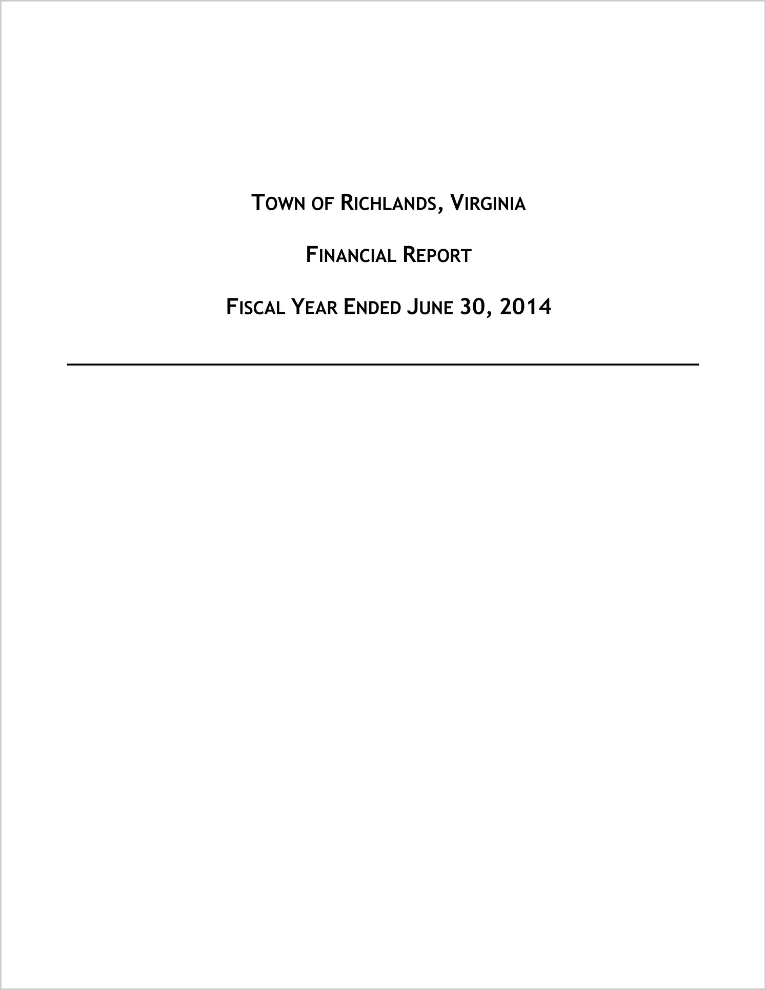 2014 Annual Financial Report for Town of Richlands