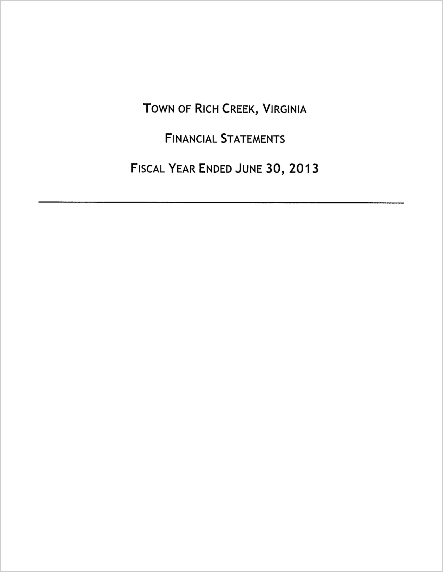 2013 Annual Financial Report for Town of Rich Creek