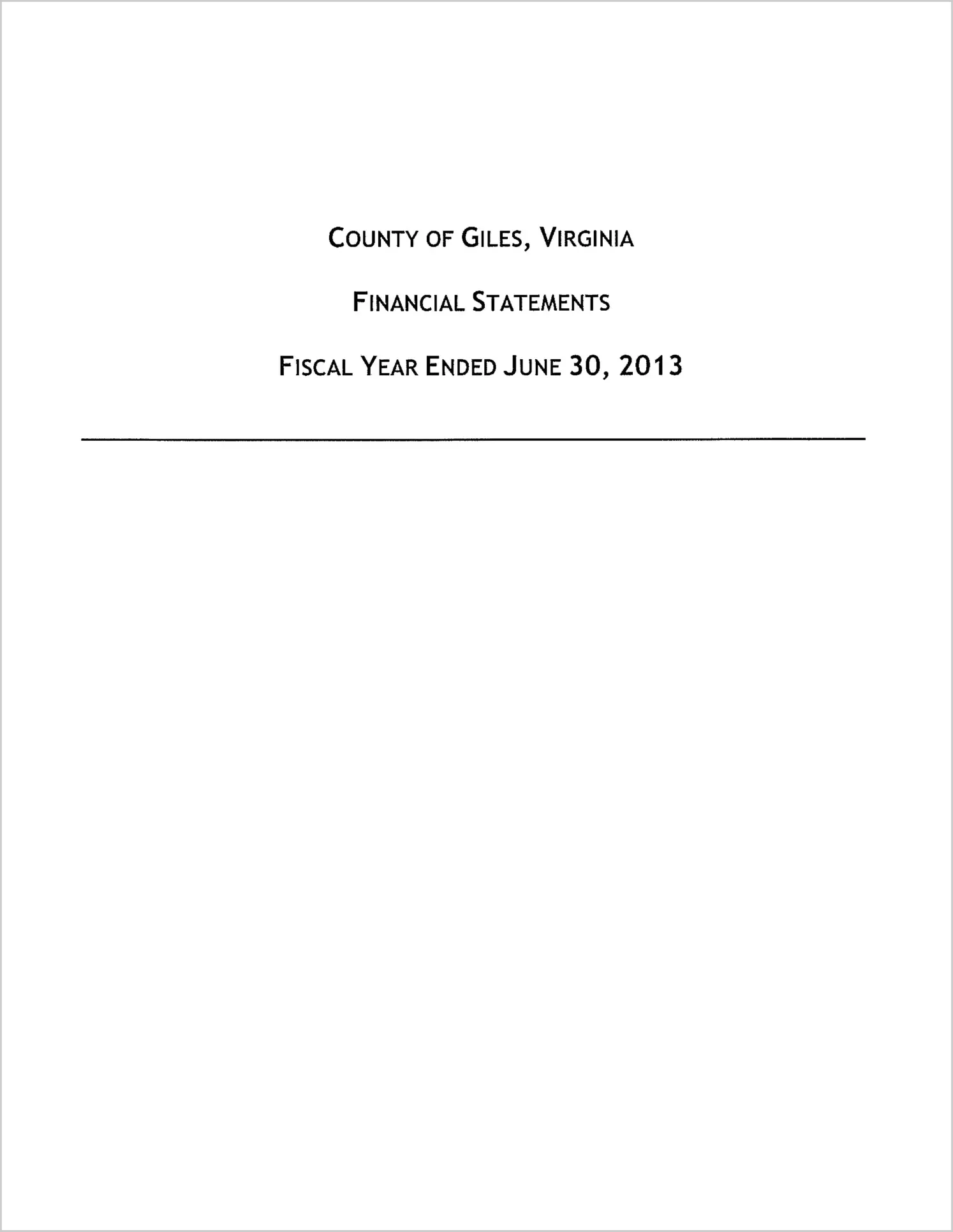 2013 Annual Financial Report for County of Giles