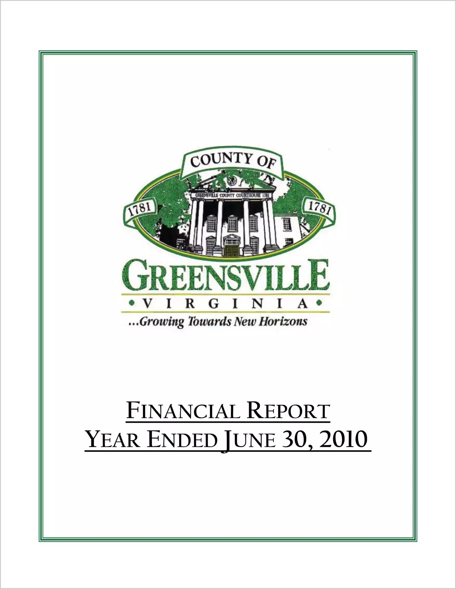 2010 Annual Financial Report for County of Greensville