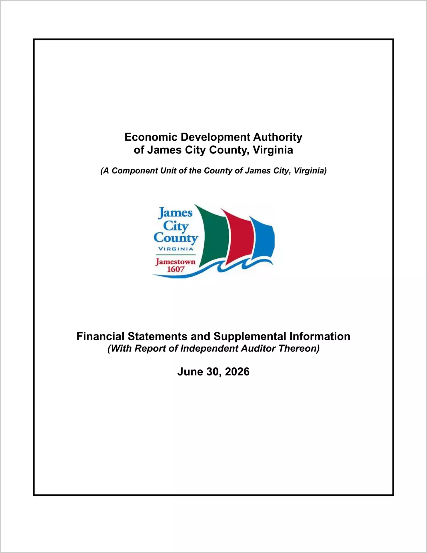 preview of 2026 ABC/Other Annual Financial Report for James City County Economic Development Authority