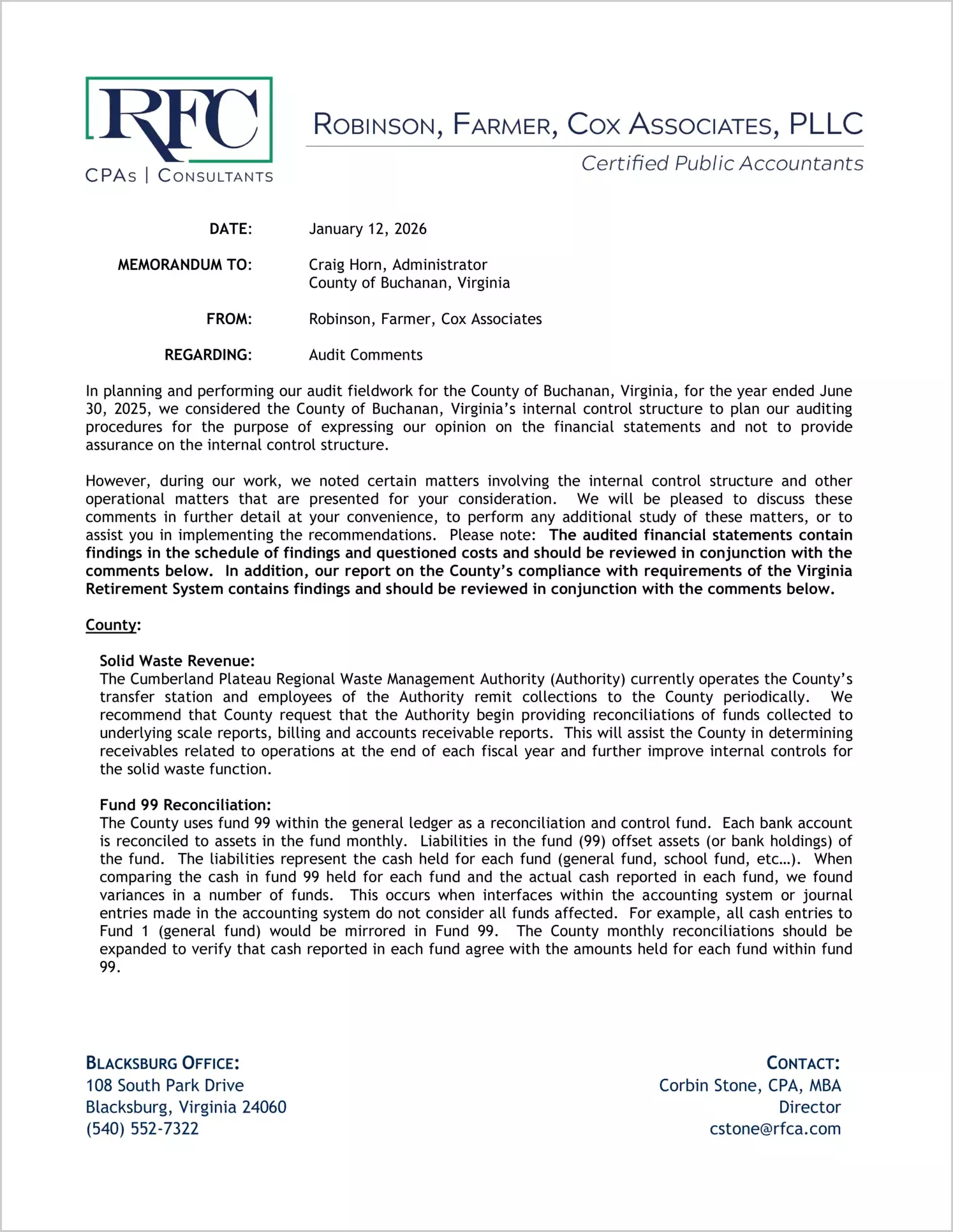 preview of 2025 Management Letter for County of Buchanan