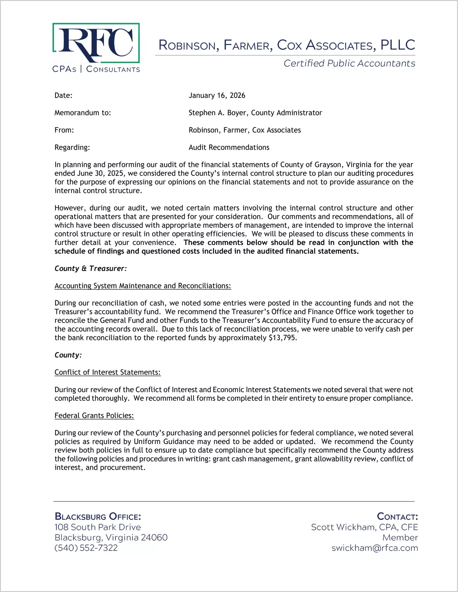 preview of 2025 Management Letter for County of Grayson