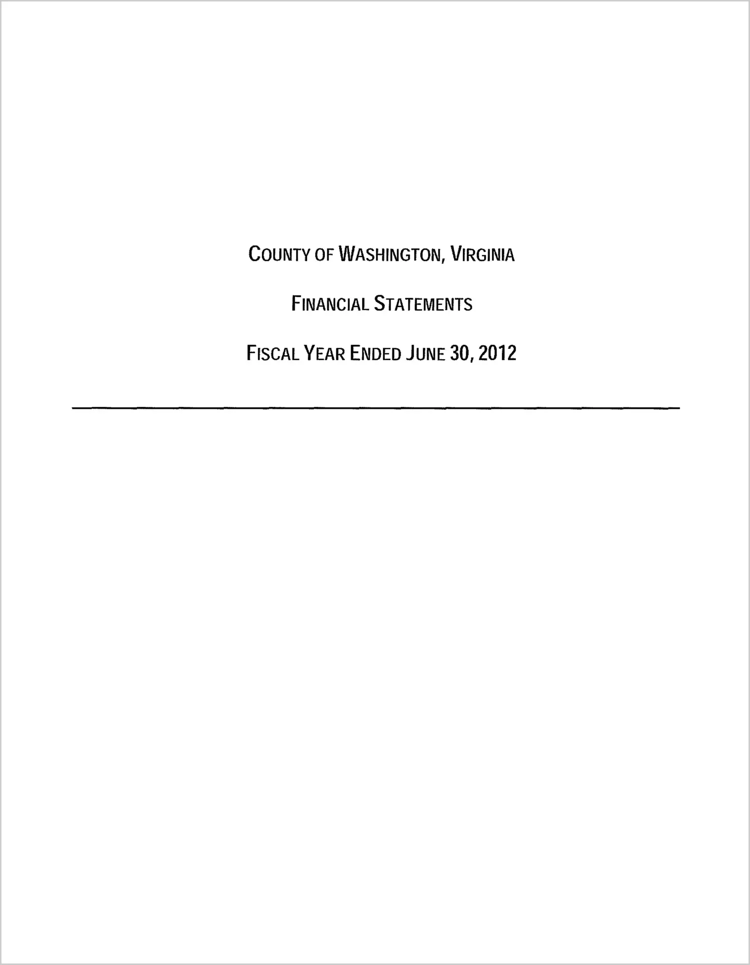 2012 Annual Financial Report for County of Washington