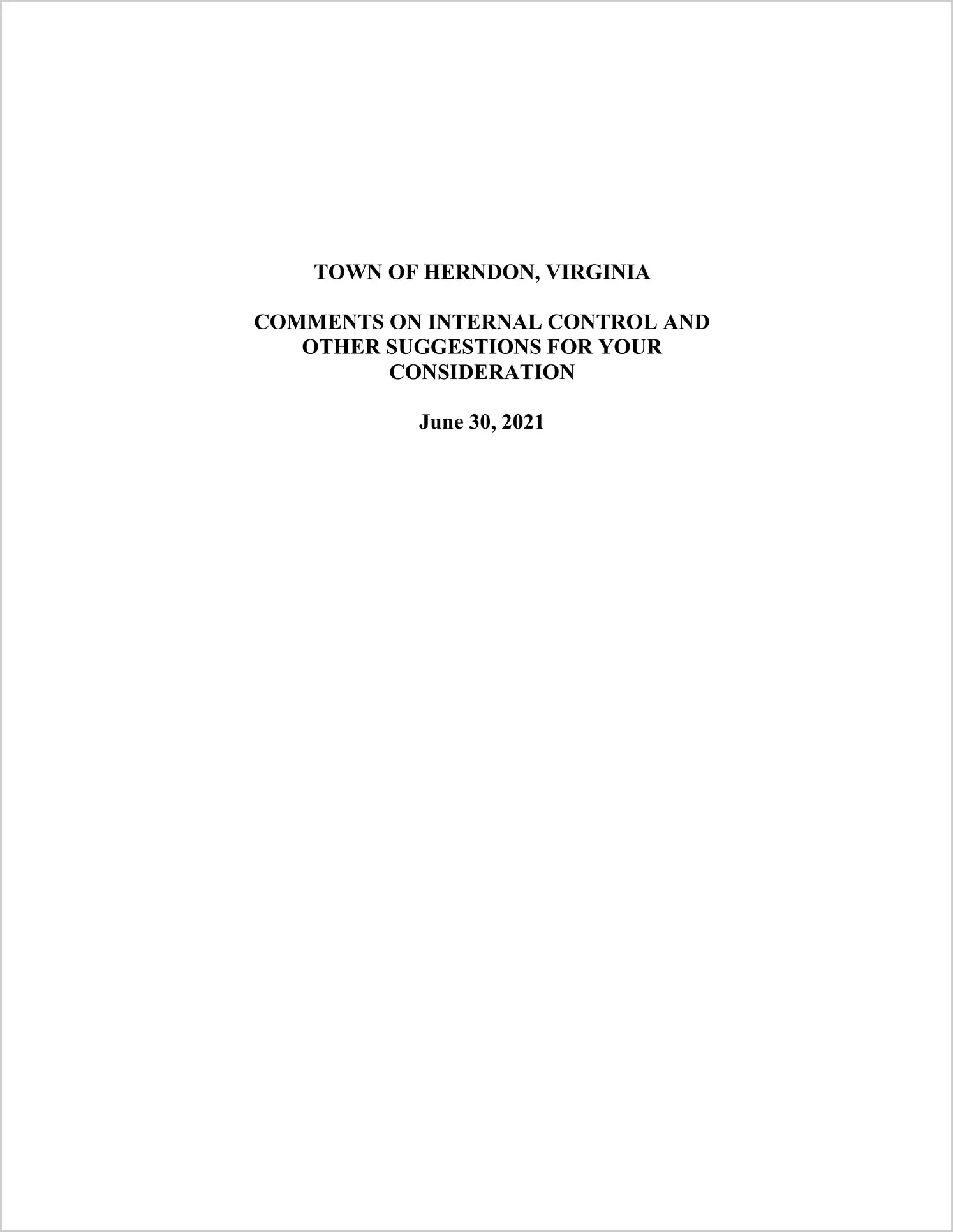 preview of 2021 Management Letter for Town of Herndon