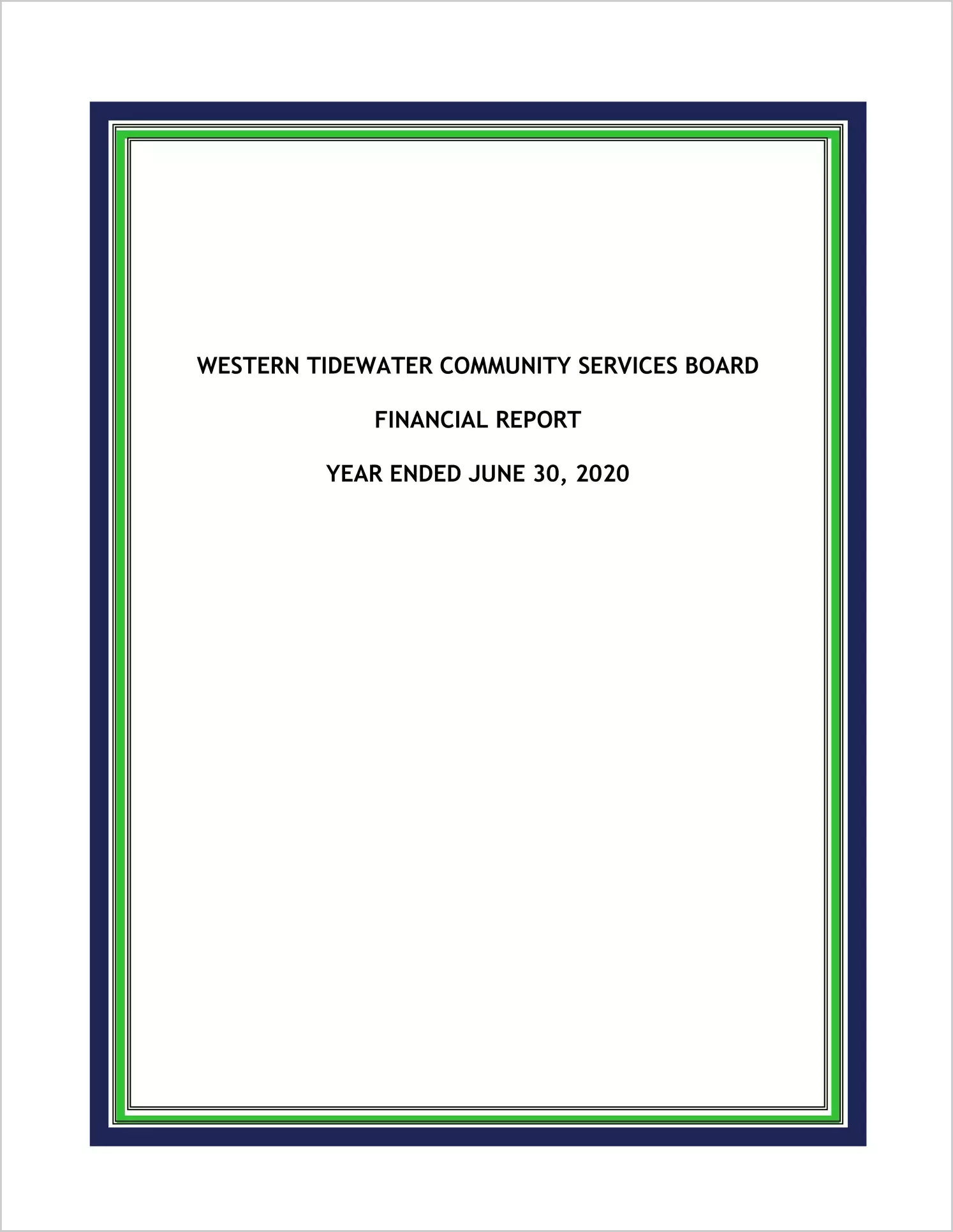 2020 ABC/Other Annual Financial Report  for Western Tidewater Community Services Board 