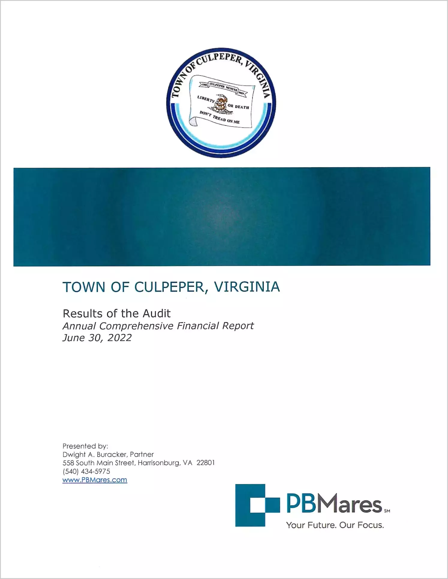 preview of 2022 Management Letter for Town of Culpeper