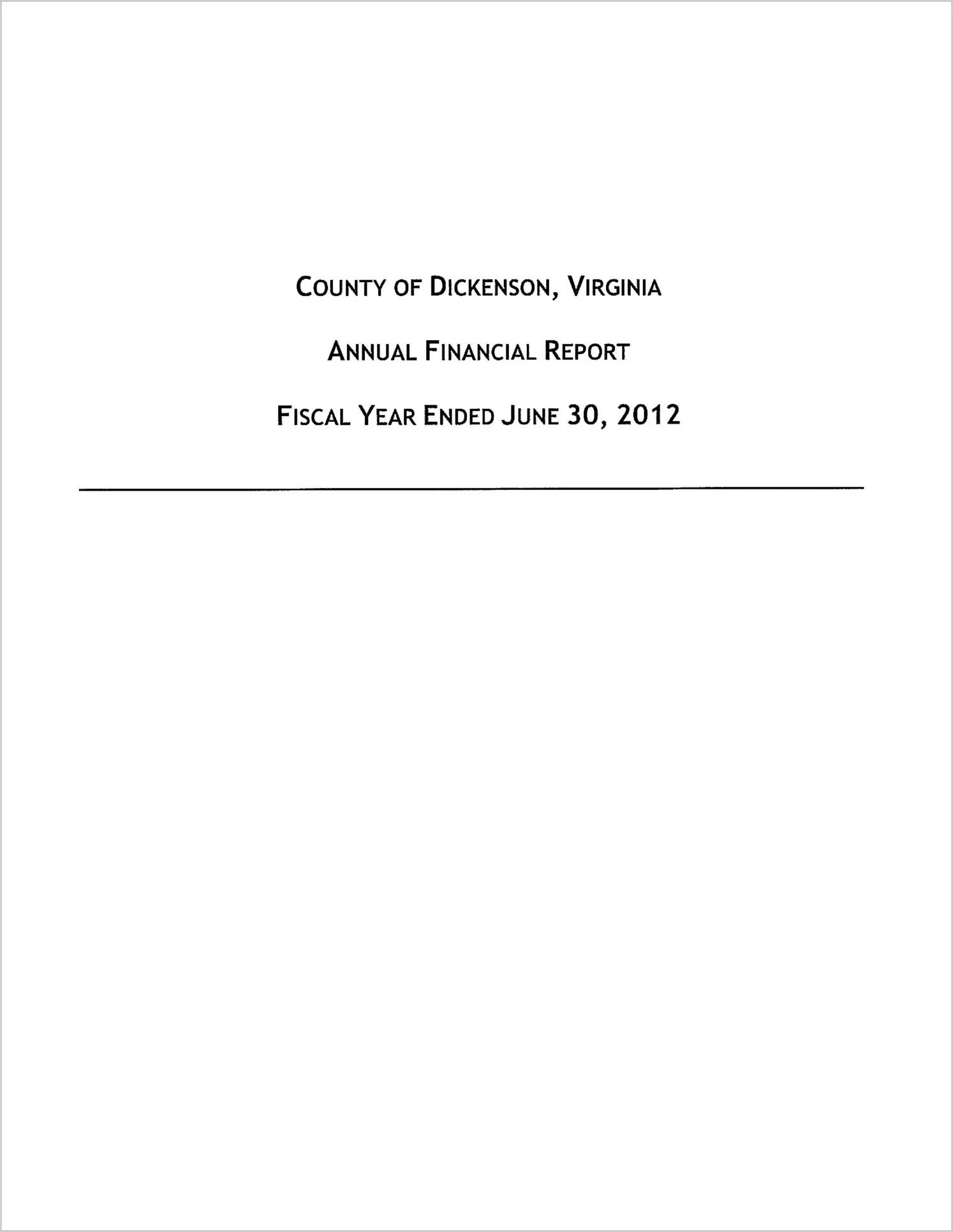 2012 Annual Financial Report for County of Dickenson