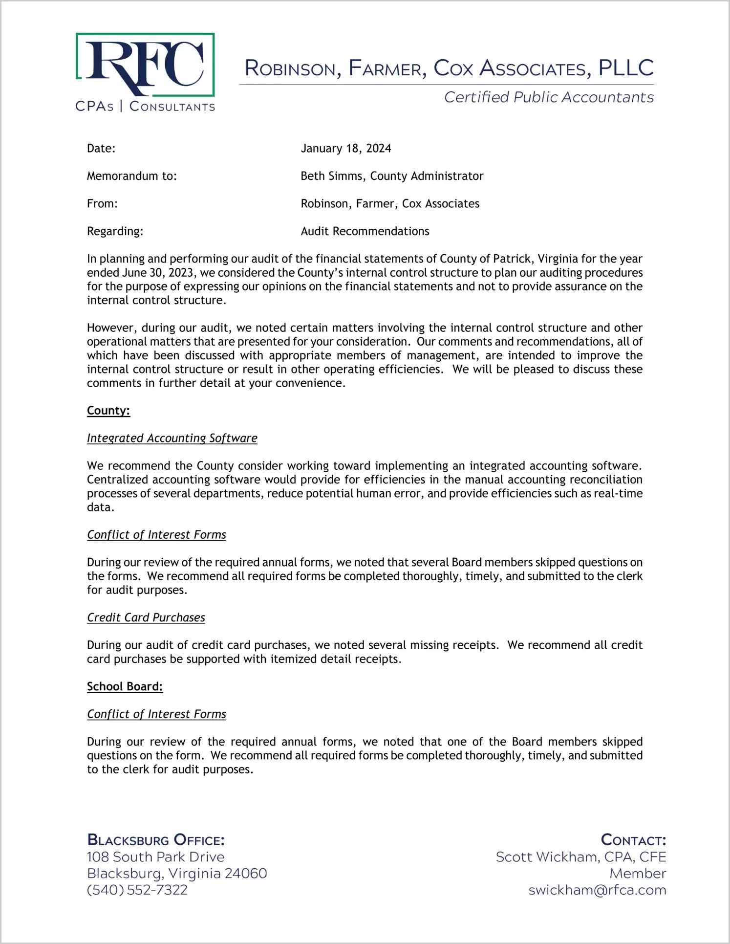 preview of 2023 Management Letter for County of Patrick