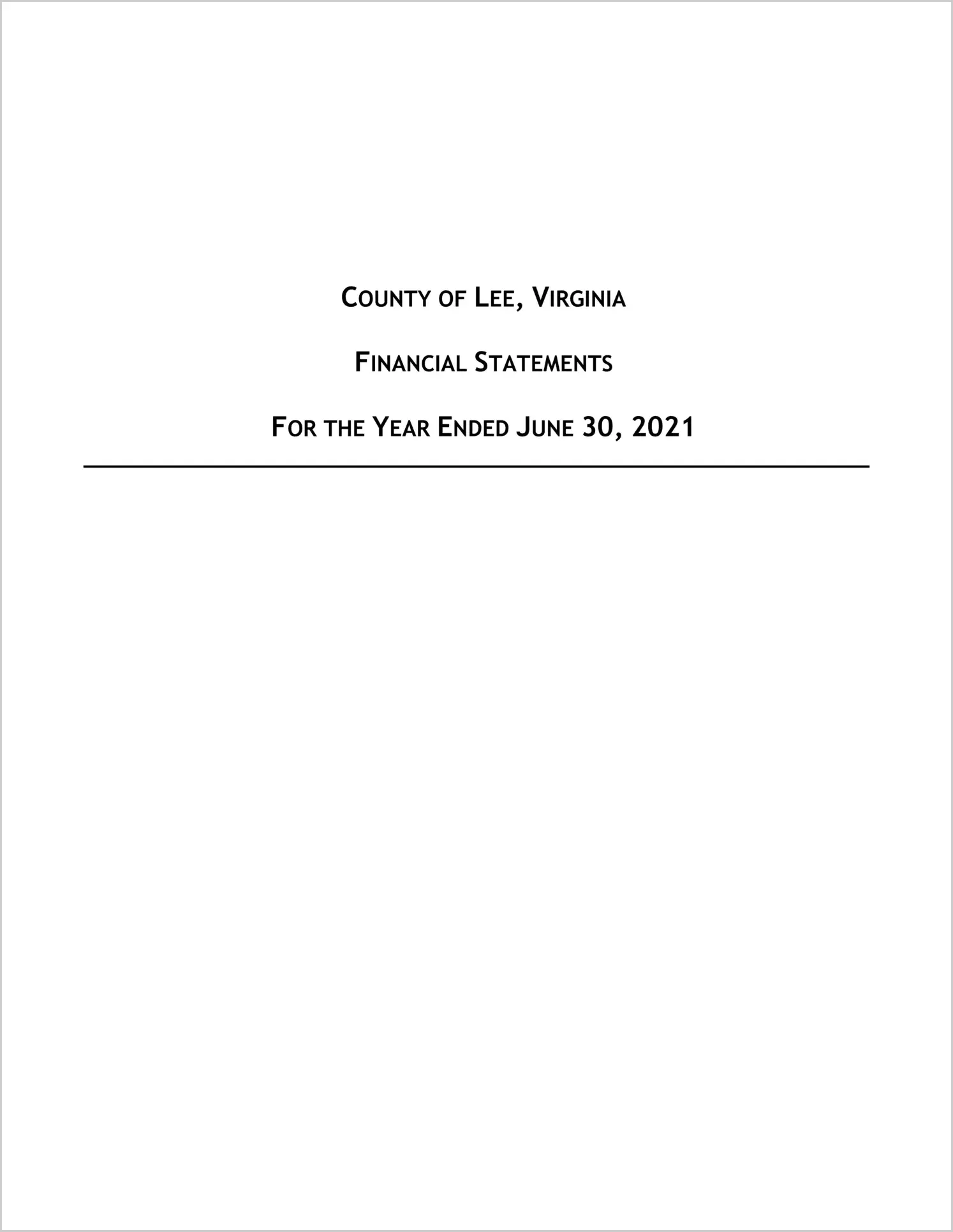 2021 Annual Financial Report for County of Lee