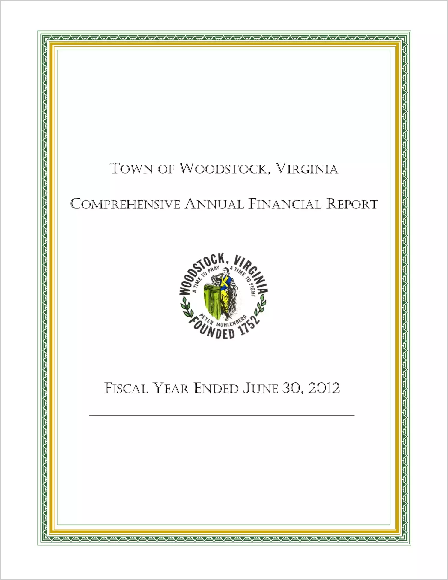 2012 Annual Financial Report for Town of Woodstock