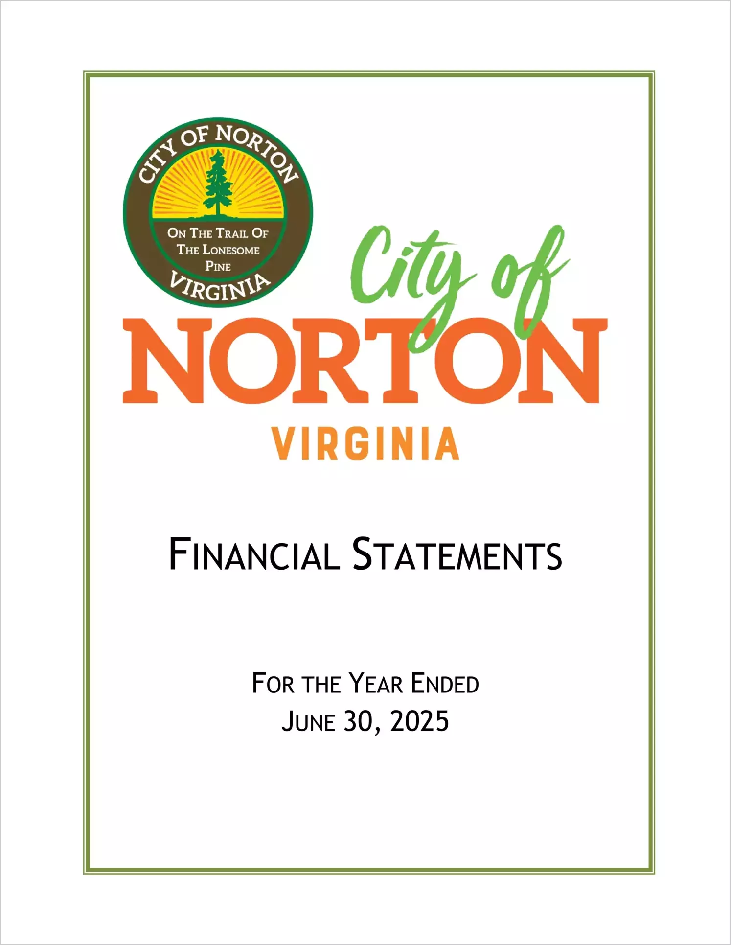 preview of 2025 Annual Financial Report for City of Norton