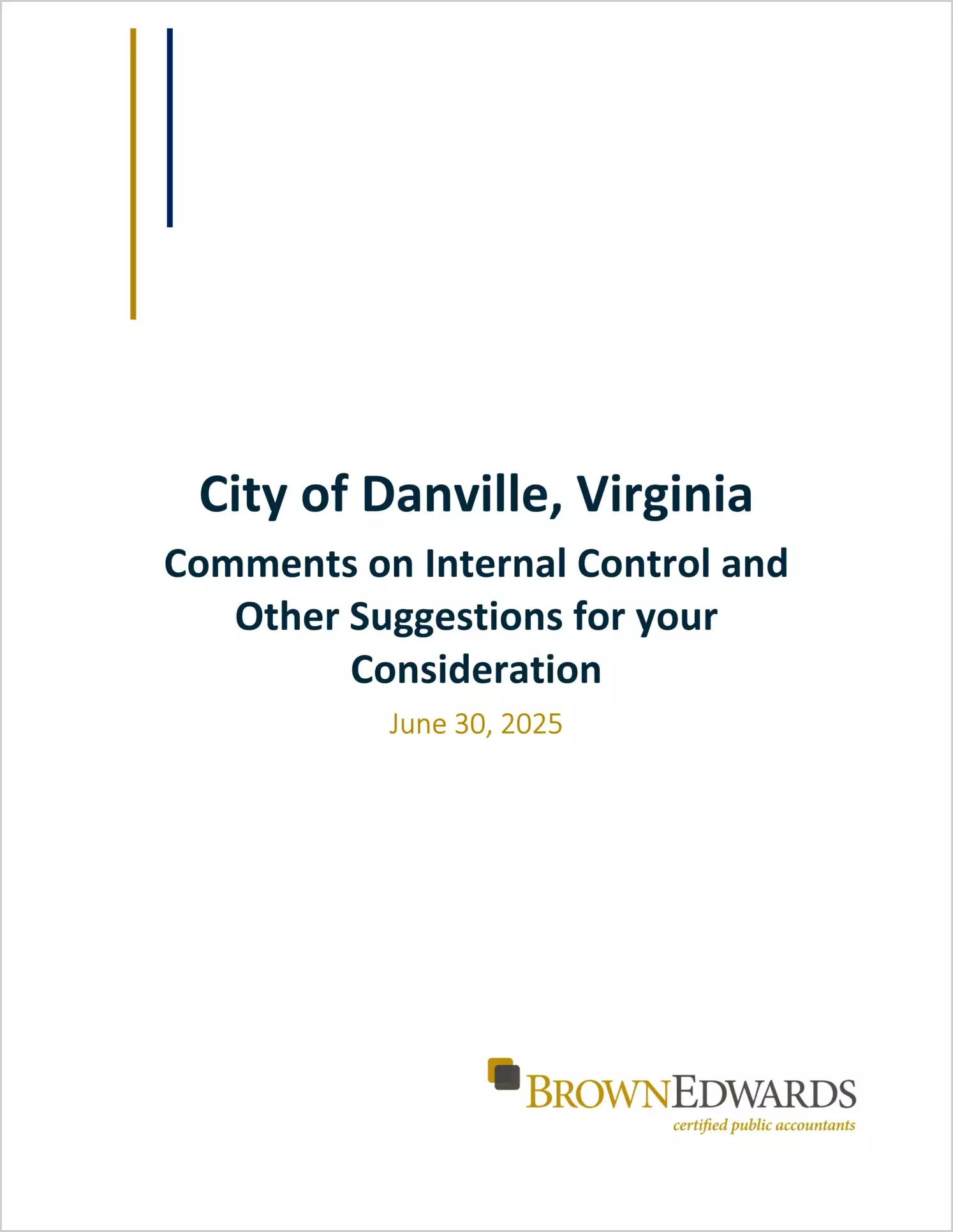 preview of 2025 Management Letter for City of Danville