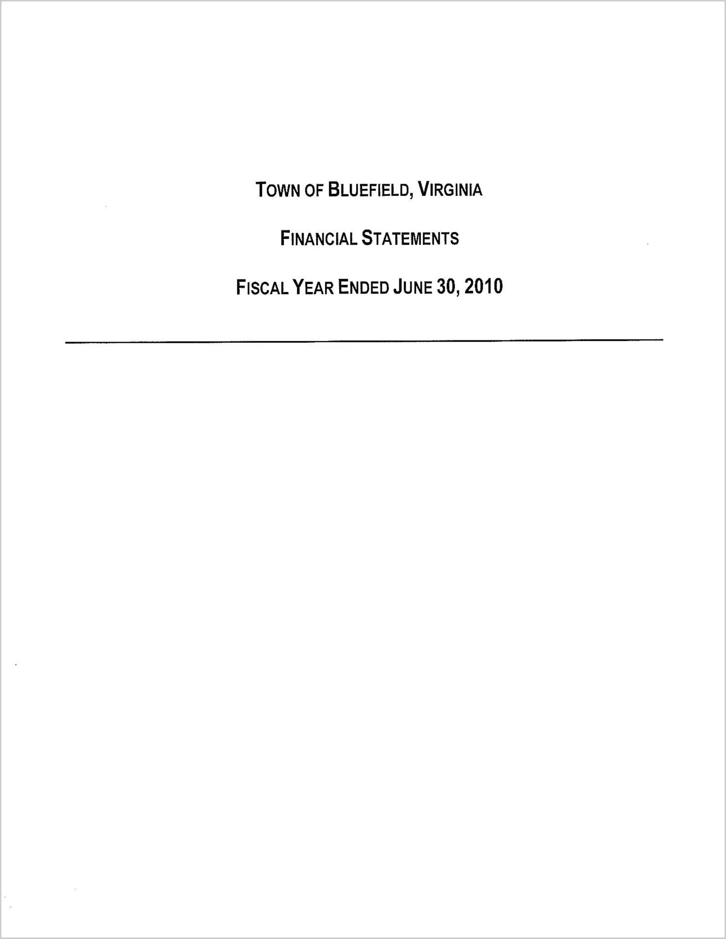 2010 Annual Financial Report for Town of Bluefield
