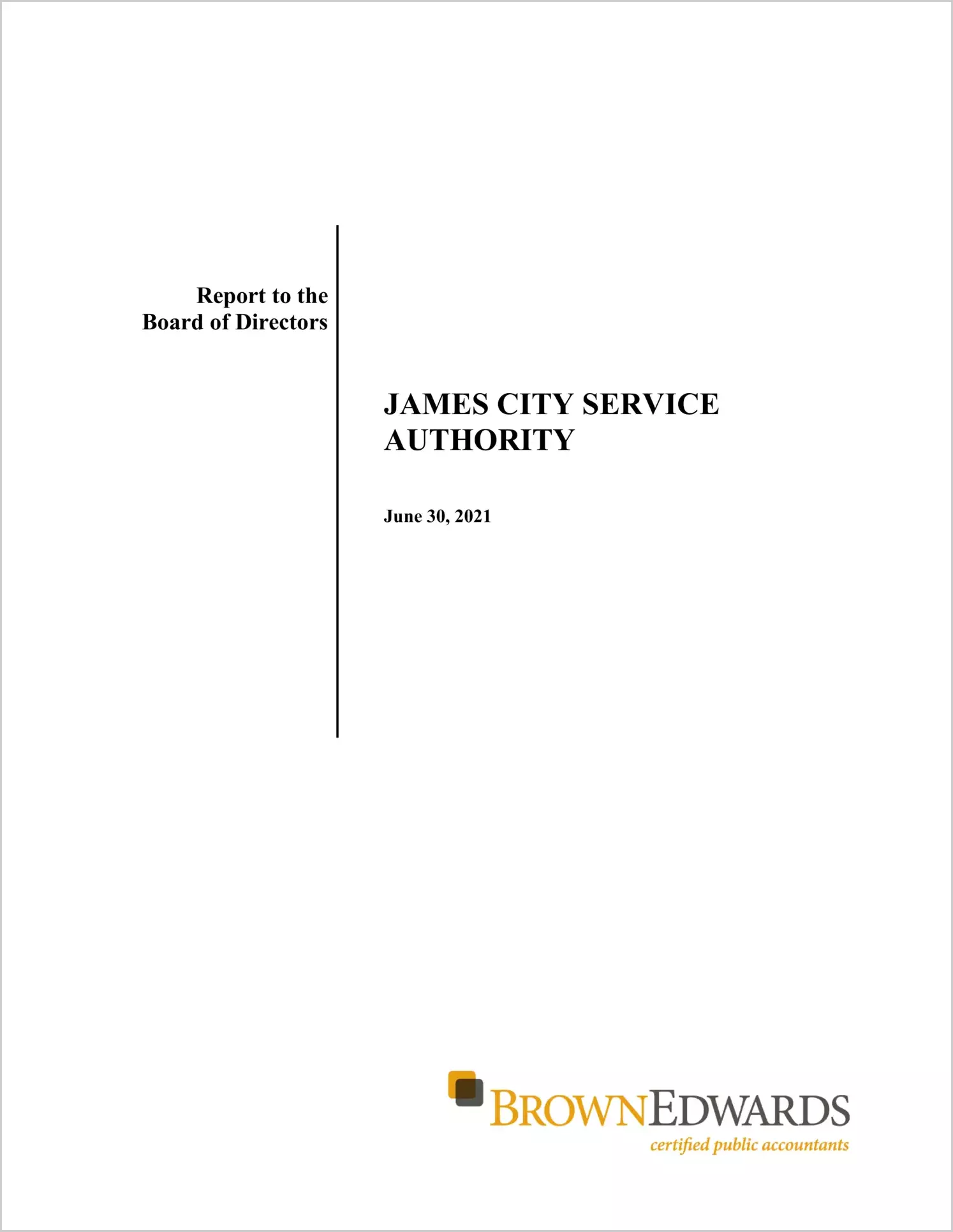 preview of 2021 ABC/Other Management Letter for James City Service Authority