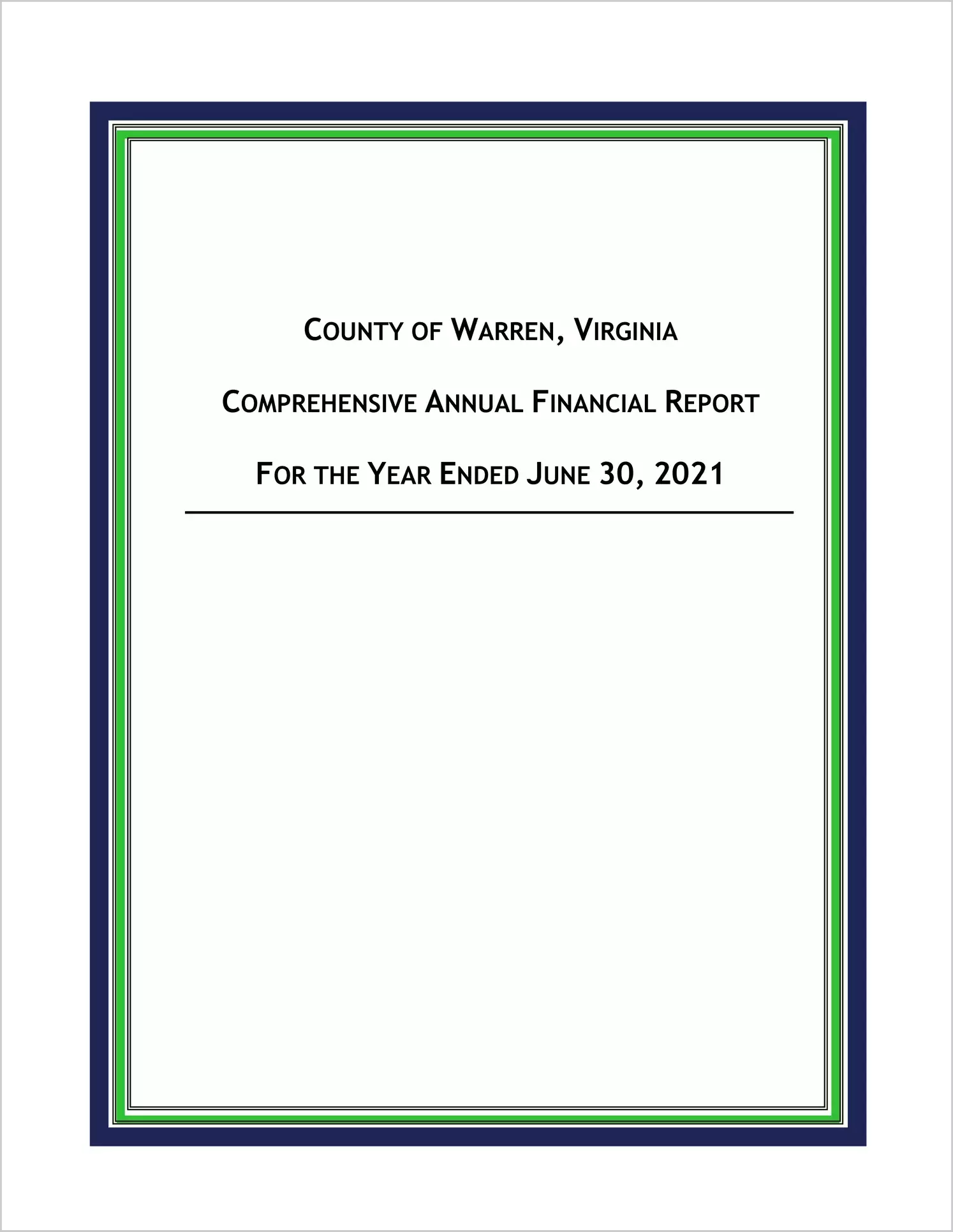 2021 Annual Financial Report for County of Warren