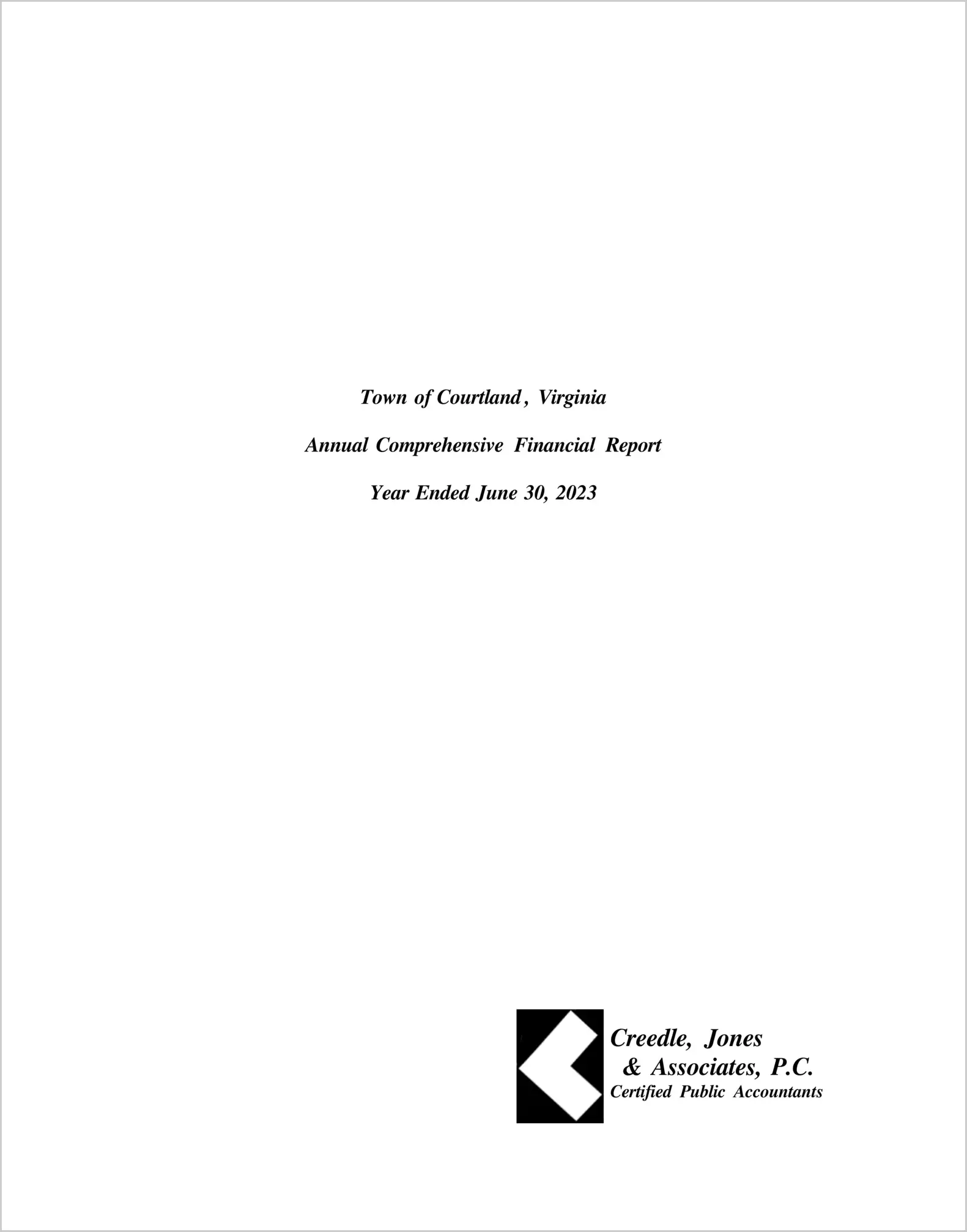 2023 Annual Financial Report for Town of Courtland
