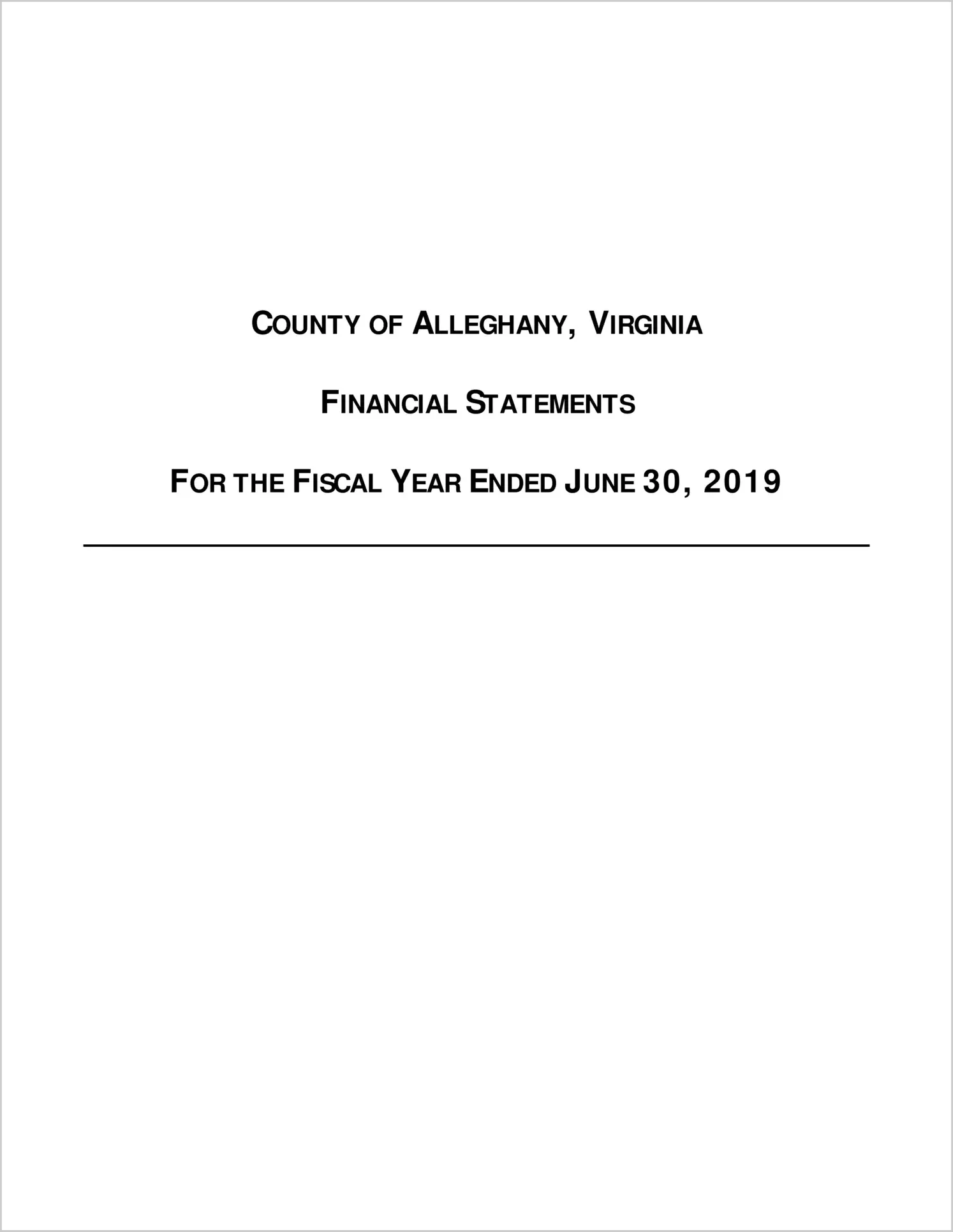 2019 Annual Financial Report for County of Alleghany