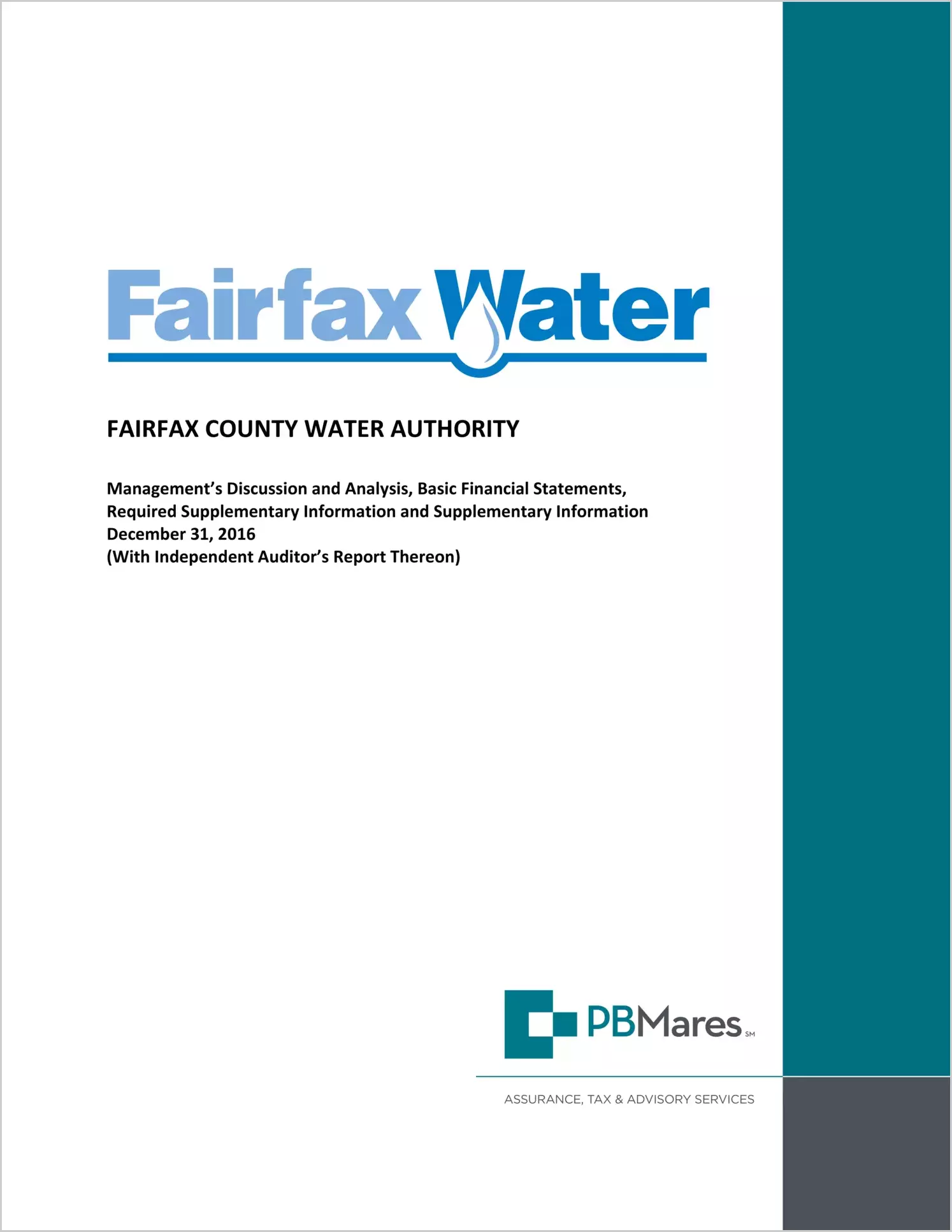 2016 ABC/Other Annual Financial Report  for Fairfax County Water Authority