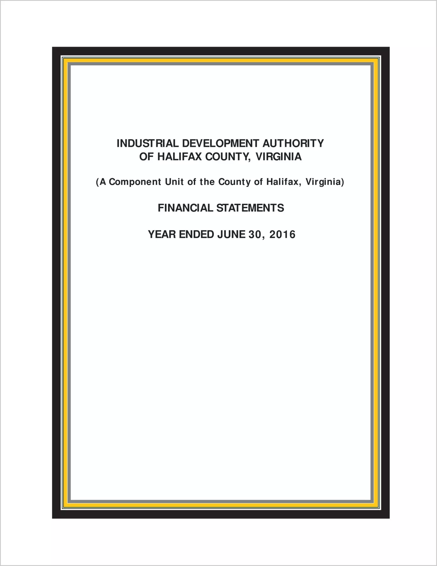 2016 ABC/Other Annual Financial Report  for Halifax Industrial Development Authority